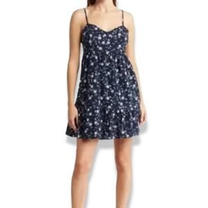 Abound Mini Sundress Floral Adjustable Straps Zip Back Closure Blue Size XS NWOT